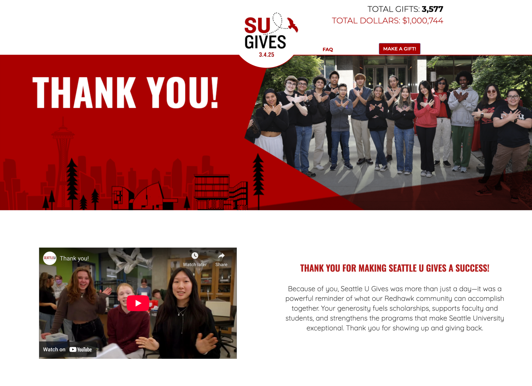 SU Gives Website Screenshot